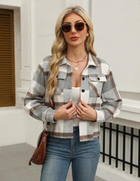 Zeagoo Flannels for Women Cropped Shacket Jacket Fashion Plaid Button Down Shirt 2025 Fall Coat Tops